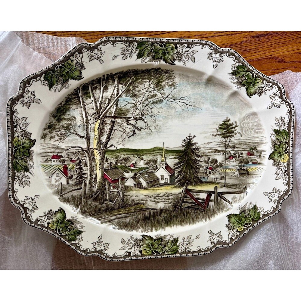 RARE Vintage Johnson Brothers Friendly Village 20" Oval Serving Platter England